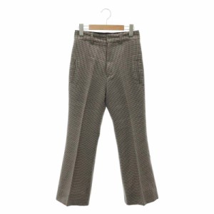 【中古】マディソンブルー MADISONBLUE FLARE SLACKS CHECK パンツ フレア チェック 00 グレージュ 茶 黒 /HK ■OS