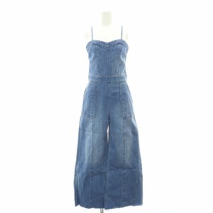 【中古】マウジー moussy 23SS FIT DENIM ジャンプスーツ オールインワン デニム パンツ カットオフ 1 青 ブルー /HK