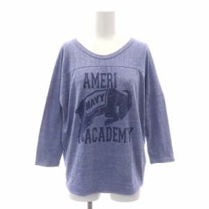 【中古】アメリカーナ AMERICANA 七分袖 カットソー Tシャツ プリント スモークブルー 紺 ネイビー レディース