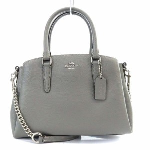 【中古】コーチ COACH ミニセージ キャリーオール ハンドバッグ ショルダーバッグ 2way 斜め掛け グレー F28977