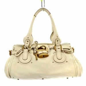 【中古】クロエ CHLOE パディントン ハンドバッグ トートバッグ レザー 南京錠付き アイボリー /YO4 ■OH レディース