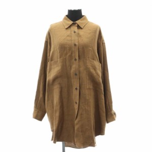 【中古】ミューニック Munich wool linen big shirt ウールシャツ カジュアル 長袖 ロング F 茶 ブラウン