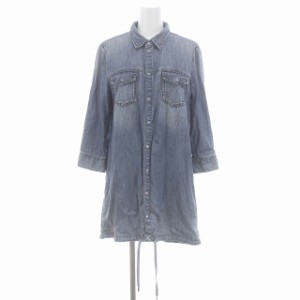 【中古】ディーゼル DIESEL 七分袖デニムロングシャツ チュニック丈 S 青 ブルー /MI ■OS レディース