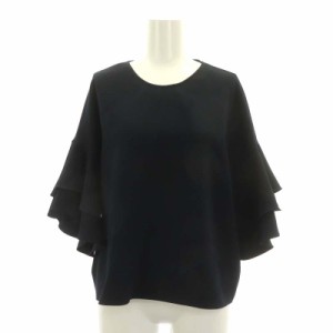 【中古】ザラウーマン ZARA WOMAN ラッフルトップス ブラウス 五分袖 プルオーバー XS 紺 /NR ■OS レディース