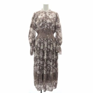 【中古】ハーリップトゥ Herlipto Le Camelia Pleated Dress ドレス ワンピース ロング 長袖 S グレージュ