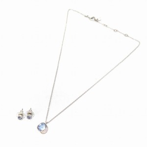 【中古】スワロフスキー SWAROVSKI Gloria Light Sapphire Set ネックレス ピアス 2点セット 青 シルバー色