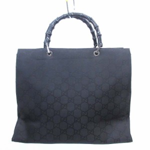 【中古】グッチ GUCCI バンブー トートバッグ ハンドバッグ GGキャンバス 黒 ブラック 0021015