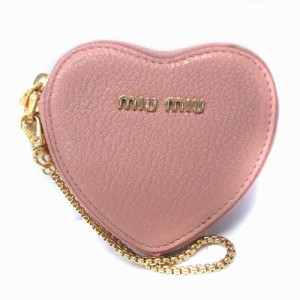 【中古】ミュウミュウ miumiu コインケース 小銭入れ ハートモチーフ レザー ピンク /YO18 ■OH レディース