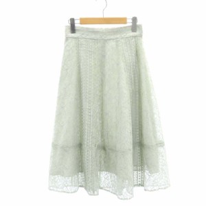 【中古】ジルバイジルスチュアート JILL by JILLSTUART ミックスレースフレアスカート ロング M ライトグリーン