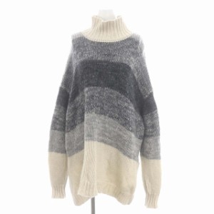 【中古】クラネ CLANE 23AW GRADATION BORDER WIDE KNIT TOPS  ニット セーター 長袖 プルオーバー タートルネック 1