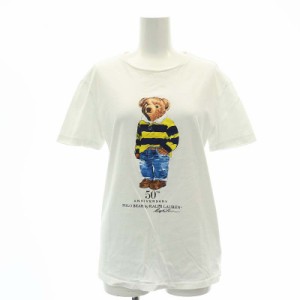 【中古】ポロ ラルフローレン ポロベア 50TH 限定Tシャツ カットソー 半袖 プリント XS 白 ホワイト マルチカラー