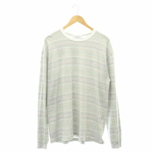 【中古】UNUSED REFINEMENT GARMENTS Long-sleeve border T-shirt Tシャツ カットソー 長袖 クルーネック 3 L グレー