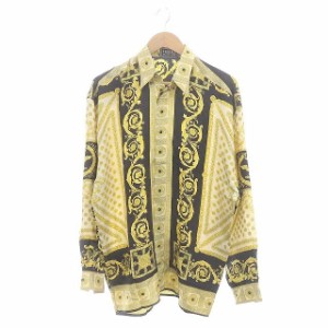 【中古】ヴェルサーチクラシック ヴェルサーチェ VERSACE CLASSIC 総柄 シルク100% 長袖シャツ フロントボタン S