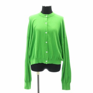 【中古】エンフォルド 23SS WIDE CROPPED CARDIGAN カーディガン ニット 長袖 シルク 38 黄緑 イエローグリーン