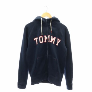 【中古】トミーヒルフィガー TOMMY HILFIGER ロゴジップアップパーカー 長袖 M 紺 ネイビー /HK ■OS メンズ