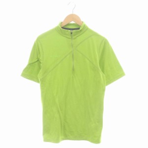 【中古】マムート Alvier T-Shirt ハイネック ポーラテック カットソー Tシャツ 半袖 ハーフジップ L 黄緑 メンズ