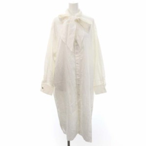 【中古】オネット Honnete Tie collar dress ワンピース シャツワンピース ロング 長袖 7 白 ホワイト  レディース