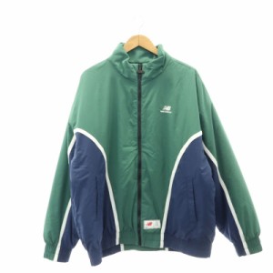 【中古】ニューバランス NEW BALANCE 23AW Hoops 中綿ウーブン ジャケット ジップアップ 2XL 緑 紺 白 /HK ■OS ■AD