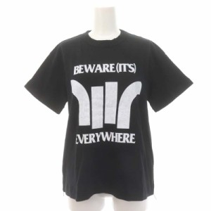 【中古】サカイ Beware Everywhere Print Crewneck Tee Tシャツ カットソー 半袖 プリント 1 黒 ブラック