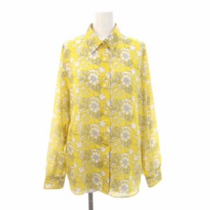 【中古】マッキントッシュ ロンドン 24SS BIBURY FLOWER プリントシャツ 長袖 花柄 38 黄色 白 黒 ■OS レディース