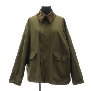 【中古】バブアー TRANSPORT JACKETノンオイル ジャケット ブルゾン 襟コーデュロイ 総裏地 10 カーキ 茶 レディース