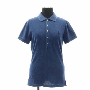 【中古】ポロ ラルフローレン POLO RALPH LAUREN ポロシャツ 半袖 スリムフィット S 青 ブルー /DF ■OS レディース