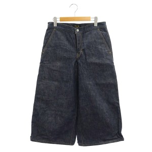 【中古】ドゥロワー Drawer DENIM GAUCHO PANTS デニムガウチョパンツ ジーンズ ワイド コットン 40 紺 ネイビー