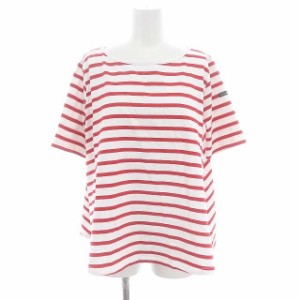 【中古】ルミノア Leminor バスクシャツ カットソー Tシャツ 半袖 ボーダー コットン 1 赤 白 レッド ホワイト