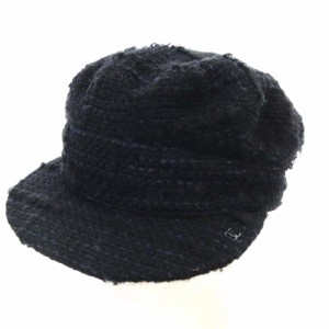 【中古】シャネル CHANEL 帽子 キャスケット ツイード ココマーク M 黒 ブラック /YO17 ■OH レディース