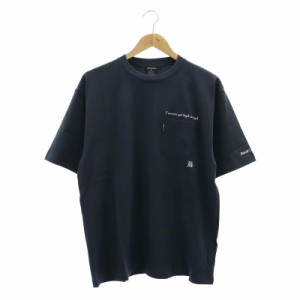 【中古】バックチャンネル BACK CHANNEL Tシャツ カットソー 半袖 クルーネック 刺繍 コットン M 紺 ネイビー