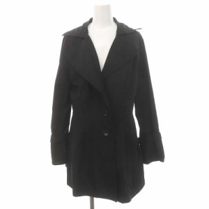 【中古】クレージュ courreges トレンチコート スプリングコート ミドル丈 38 黒 ブラック /ES ■OS レディース