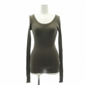 【中古】ドゥーズィエムクラス round neck リブロングカットソー ニット 長袖 ウール グレージュ /MI ■OS レディース