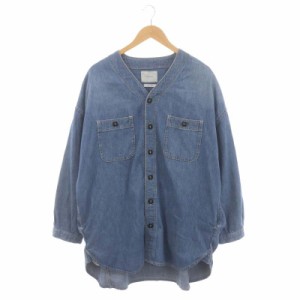 【中古】アーギュー ARGUE baseball denim jacket ジャケット ノーカラー ブルゾン コットン F 青 ブルー /YQ ■OS