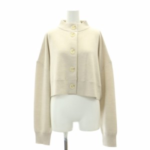 【中古】未使用品 エンフォルド ENFOLD 23AW HIGH-NECK CARDIGAN カーディガン ニット クロップド 長袖 38 グレージュ