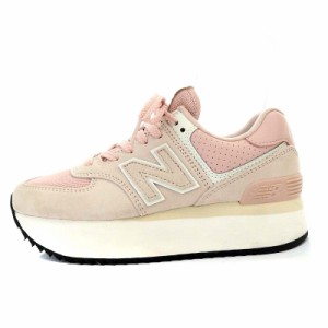 【中古】ニューバランス NEW BALANCE WL574ZAC スニーカー ローカット プラットフォーム 厚底 US6.5 ピンク