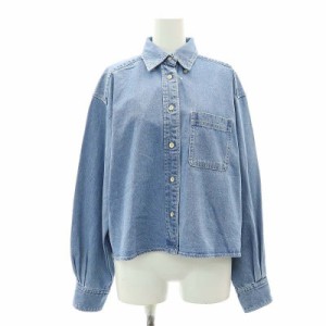 【中古】未使用品 スローブ イエナ 24SS LE DENIM クロップドシャツ ダブルボタン デニム 長袖 ショート丈 F 青