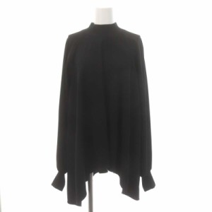 【中古】エンフォルド ENFOLD 21AW PEダブルクロス ハイネックBLOUSE ブラウス 長袖 38 M 黒