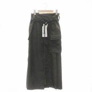 【中古】サカイ sacai 23SS Nylon Twill Skirt スカート ナイロン 切替 プリーツ ラップ調 Aライン ロング 2 カーキ