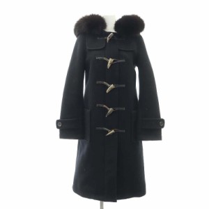 【中古】ボーダーズアットバルコニー × SAGA FURS ダッフルコート アウター ロング フォックスファー 36 黒 ブラック