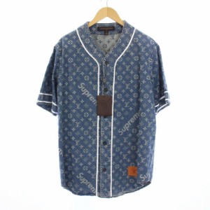 【中古】未使用品 LOUIS VUITTON Supreme Jacquard Denim Baseball Jersey ジャガード デニム ベースボール HDD92WALL