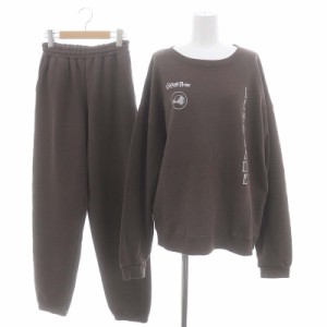 【中古】シールームリン LEMON グラフィックベーシック セットアップ Sweat トレーナー パンツ F S 茶 白 レディース