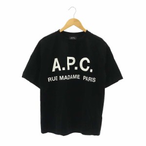 【中古】アーペーセー A.P.C. EDIFICE別注 ロゴTシャツ オーバーサイズ プリント 半袖 XS 黒 ブラック /HS ■OS