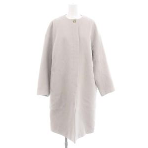 イエナ ラムウール ノーカラーロングコート グレー 38 IENA