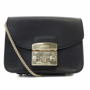 【中古】フルラ FURLA メトロポリス チェーン ショルダーバッグ ロゴ 黒 ブラック /SR1 レディース