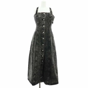 【中古】マウジー MOUSSY 23AW ACID WASH DENIM ドレス ワンピース ロング デニム 1 黒 ブラック /DF ■OS レディース