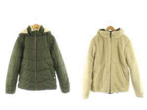 【中古】トミー ジーンズ リバーシブルジャケット ベスト 中綿 ボア フード XL カーキ ベージュ /MI ■OS メンズ