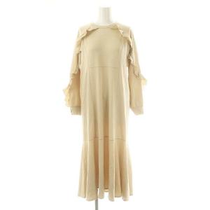 【中古】ファーファー furfur 23SS ラッフルデザインカットワンピース ミモレ ロング フリル F ベージュ