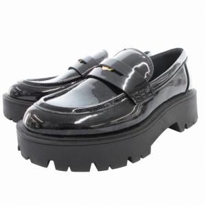 ZARA ザラ　ローファー　39 エナメル風　厚底　黒　ブラック ザラ ローファー スリッポン 厚底 シューズ 靴 黒 レディース 36