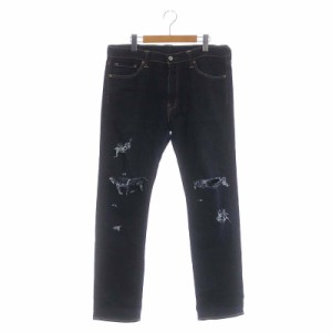 【中古】リーバイス Levi's デニムパンツ ジーンズ ストレート ダメージ加工 33 インディゴブルー メンズ