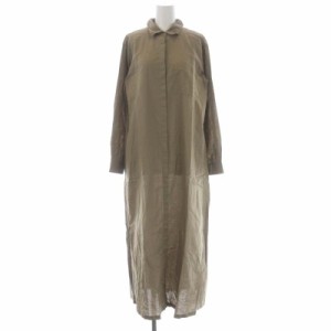 【中古】リジェール アパルトモン 17AW マキシシャツワンピース ロング 長袖 リネン混 34 ダークベージュ レディース